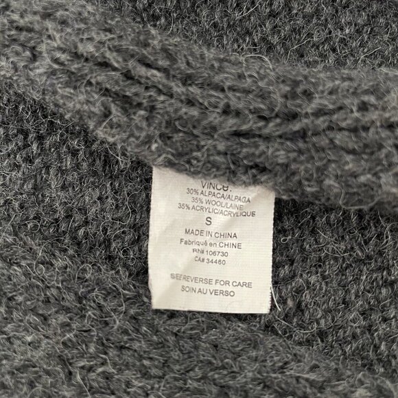 Vince Cardigan Long Line Sweater Wool Alpaca S Gray Chunky Cable Knit Pockets - Picture 5 of 9